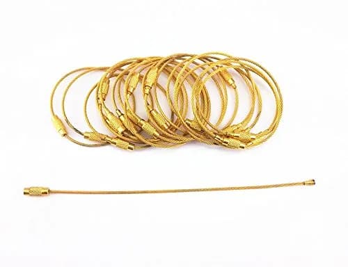 yueton 20pcs Stainless Steel Wire Keychain Cable Key Ring Gold | Lightweight & Durable thumbnail 1