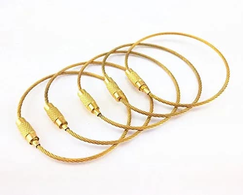 yueton 20pcs Stainless Steel Wire Keychain Cable Key Ring Gold | Lightweight & Durable thumbnail 2