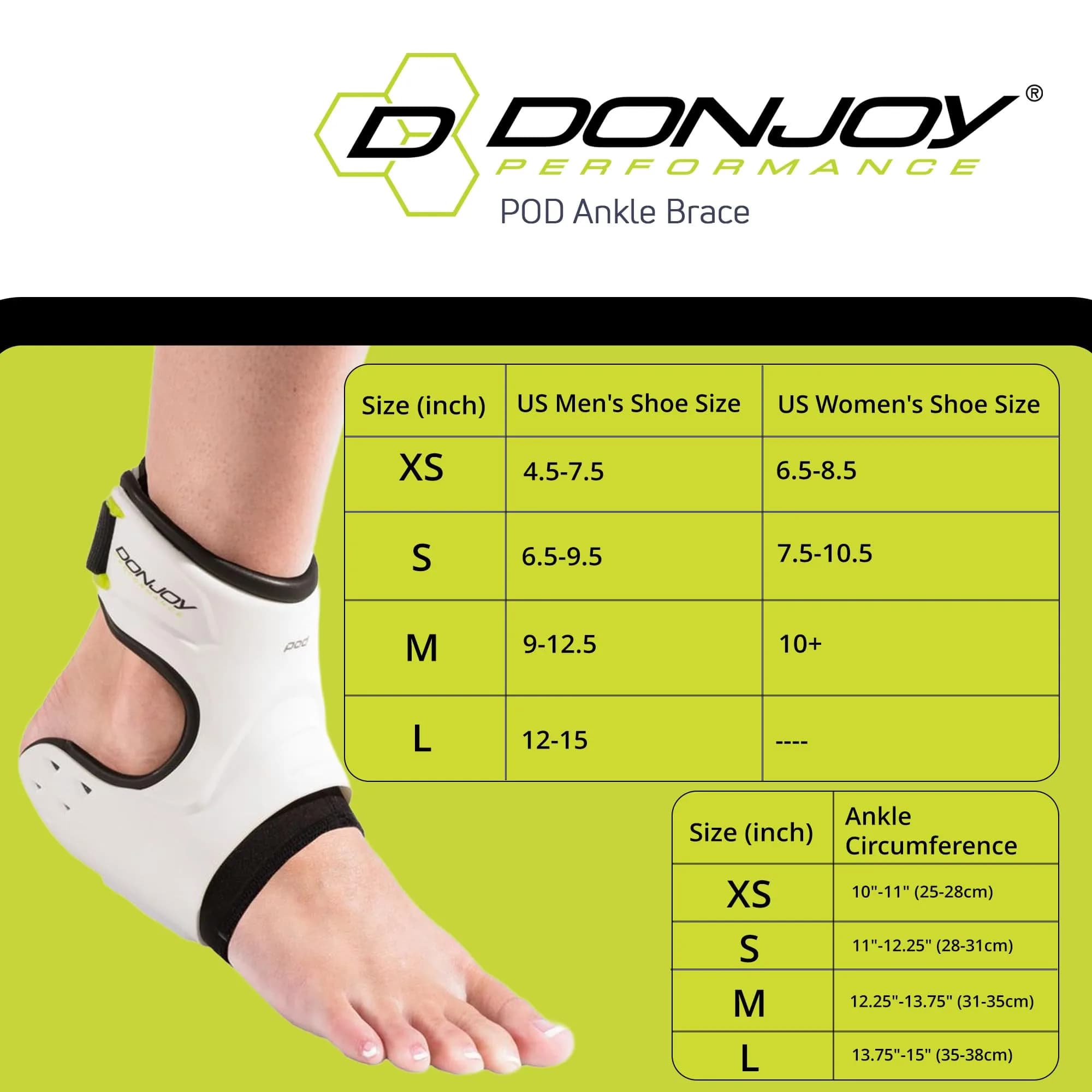 DonJoy Performance POD Ankle Support Brace White Large Left | "Protection On Demand" Technology - view 5