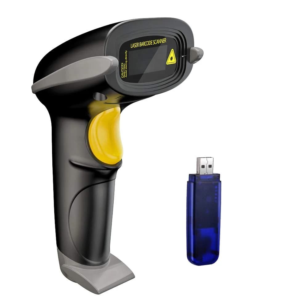 NADAMOO Wireless Barcode Scanner 100m Indoor | 1D Laser Automatic Reader with USB Receiver - main product image