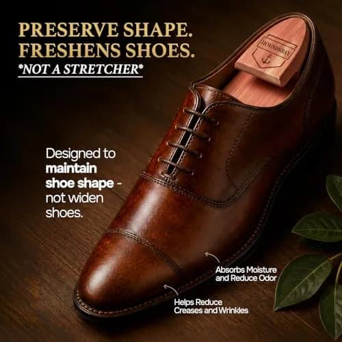 HOUNDSBAY Cedar Shoe Tree, Shoe Trees for Men & Women, Shaper & Stretcher for Boots & Sneakers, XL (11.5-13 US Men's) | Aromatic Red Cedar Wood thumbnail 4