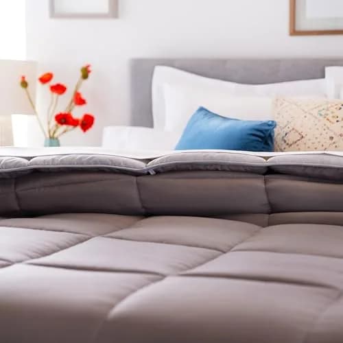 Linenspa All-Season Down Alternative Comforter | Reversible Stone/Charcoal Cal King thumbnail 5