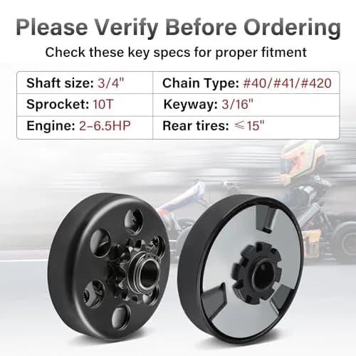 LotFancy Go Kart Clutch 3/4" Bore 10T for #40/#41/#420 Chain | 2.27 kg (5 lb) Centrifugal Clutch for Predator 212cc Engines thumbnail 6