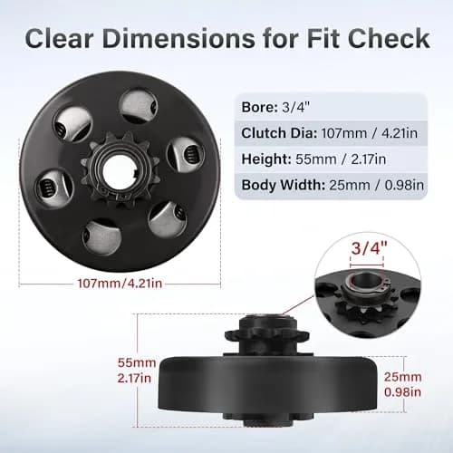 LotFancy Go Kart Clutch 3/4" Bore 12T for #35 Chain | Centrifugal Clutch for 2-6.5 HP Engines thumbnail 3