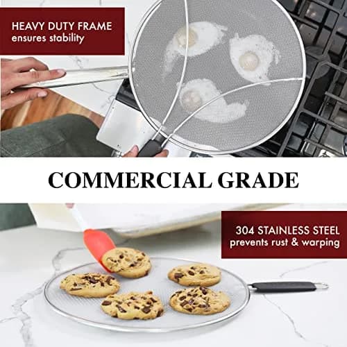 BergKoch 13 Inch Stainless Steel Splatter Screen | Heavy Duty Grease Guard for Frying Pans thumbnail 6