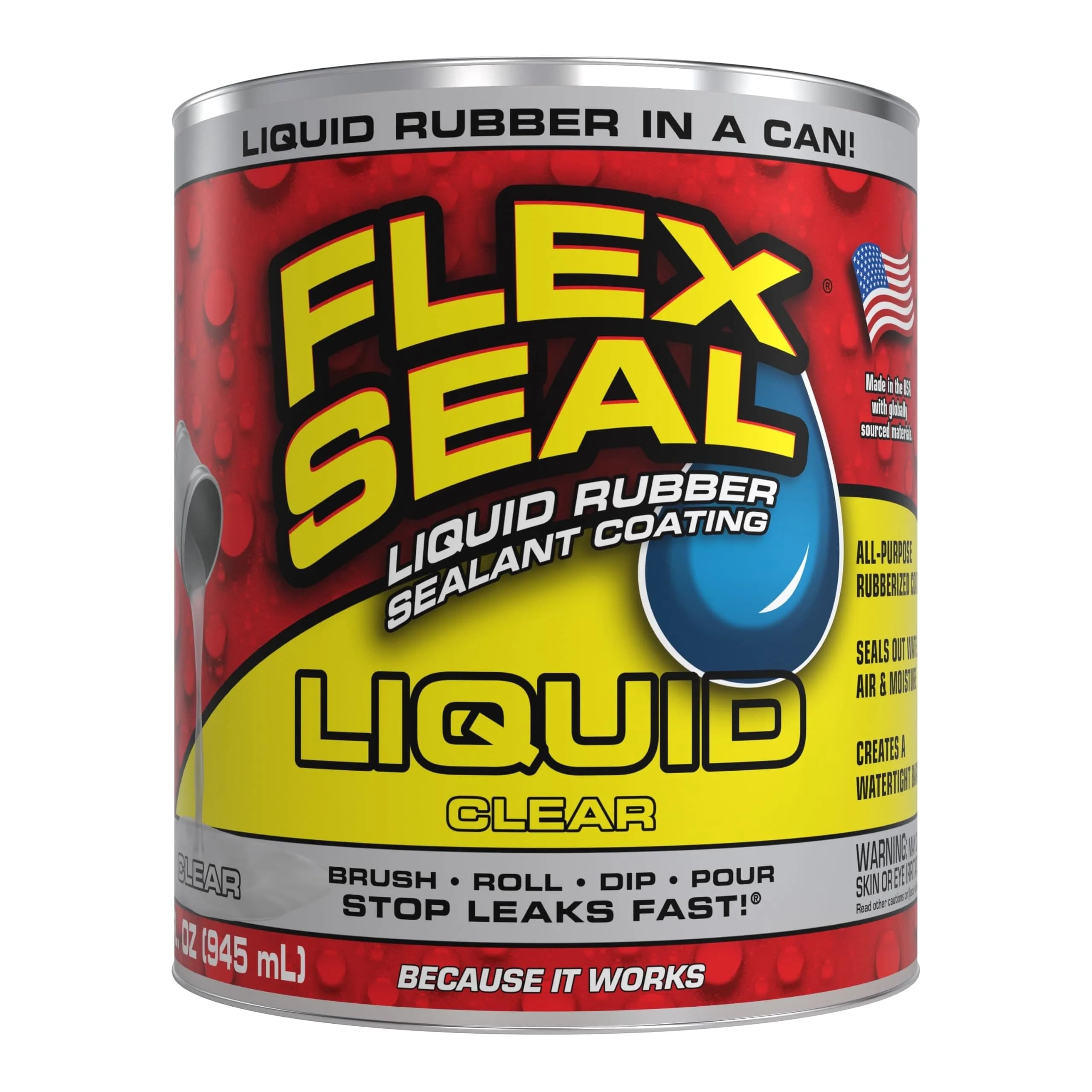Flex Seal Liquid Rubber Sealant Coating Clear 946ml (32 oz) | Stops Leaks Fast - main product image
