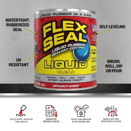 Flex Seal Liquid Rubber Sealant Coating Clear 946ml (32 oz) | Stops Leaks Fast thumbnail 2