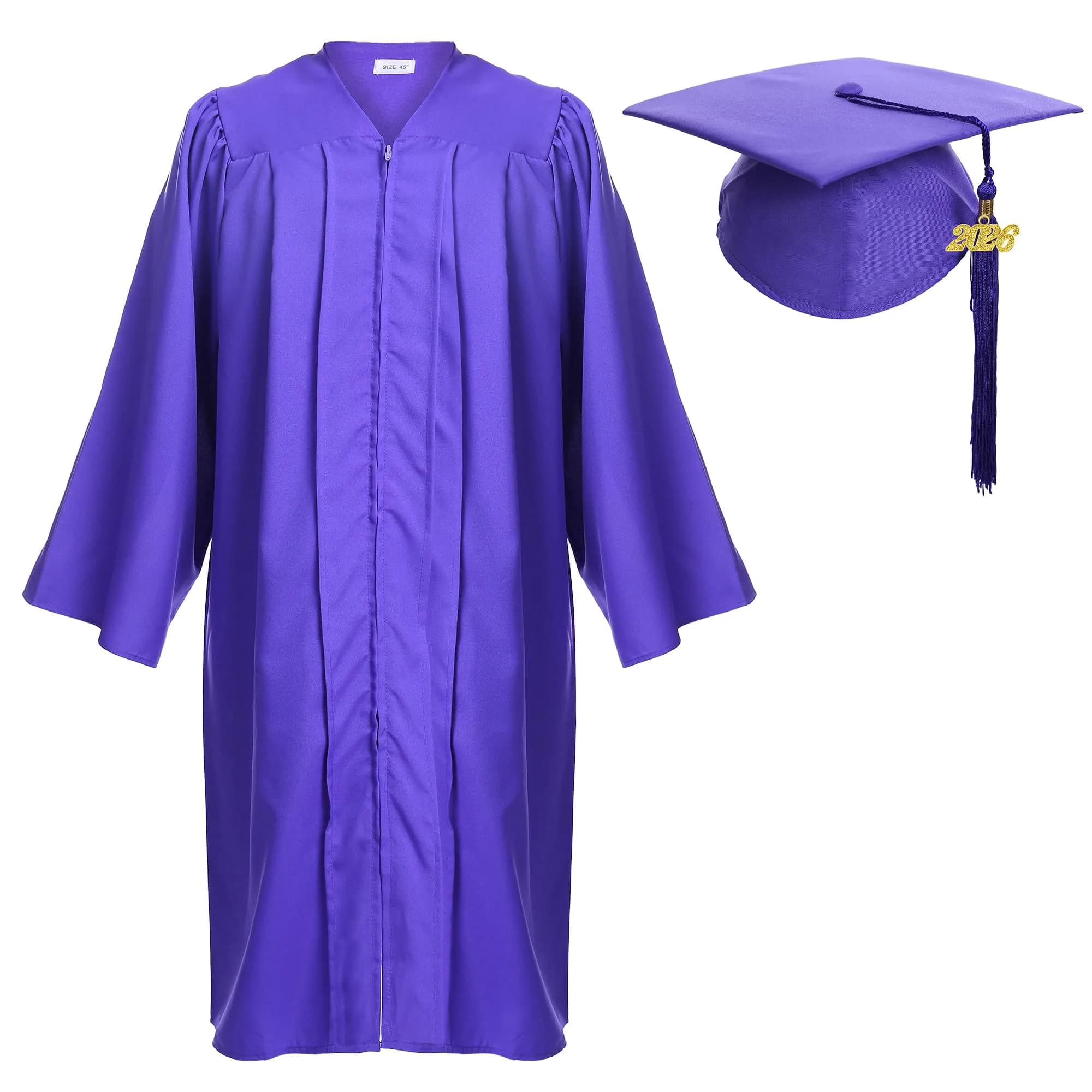 Newrara Graduation Gown Cap Tassel Set (Large 51(5'6"-5'8"), Purple) | Classic Matte Polyester for Celebrations