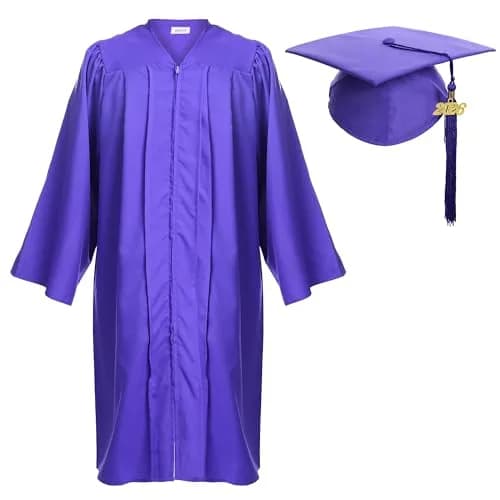 Newrara Graduation Gown Cap Tassel Set (Large 51(5'6"-5'8"), Purple) | Classic Matte Polyester for Celebrations thumbnail 1