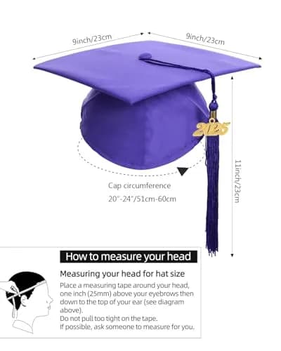 Newrara Graduation Gown Cap Tassel Set (Large 51(5'6"-5'8"), Purple) | Classic Matte Polyester for Celebrations thumbnail 4