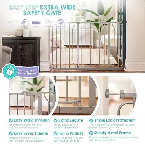 Regalo Safety 29"-49" Extra Wide Baby Gate, Bottom of Stairs & Doorways | Adjustable & Trusted for 30+ Years thumbnail 3