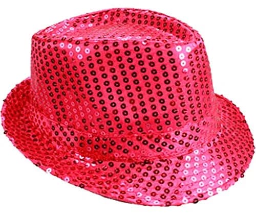 LAfashionist Sequin HOT Pink Party Fedora Hat | Party Headwear for Adults, 58cm thumbnail 1