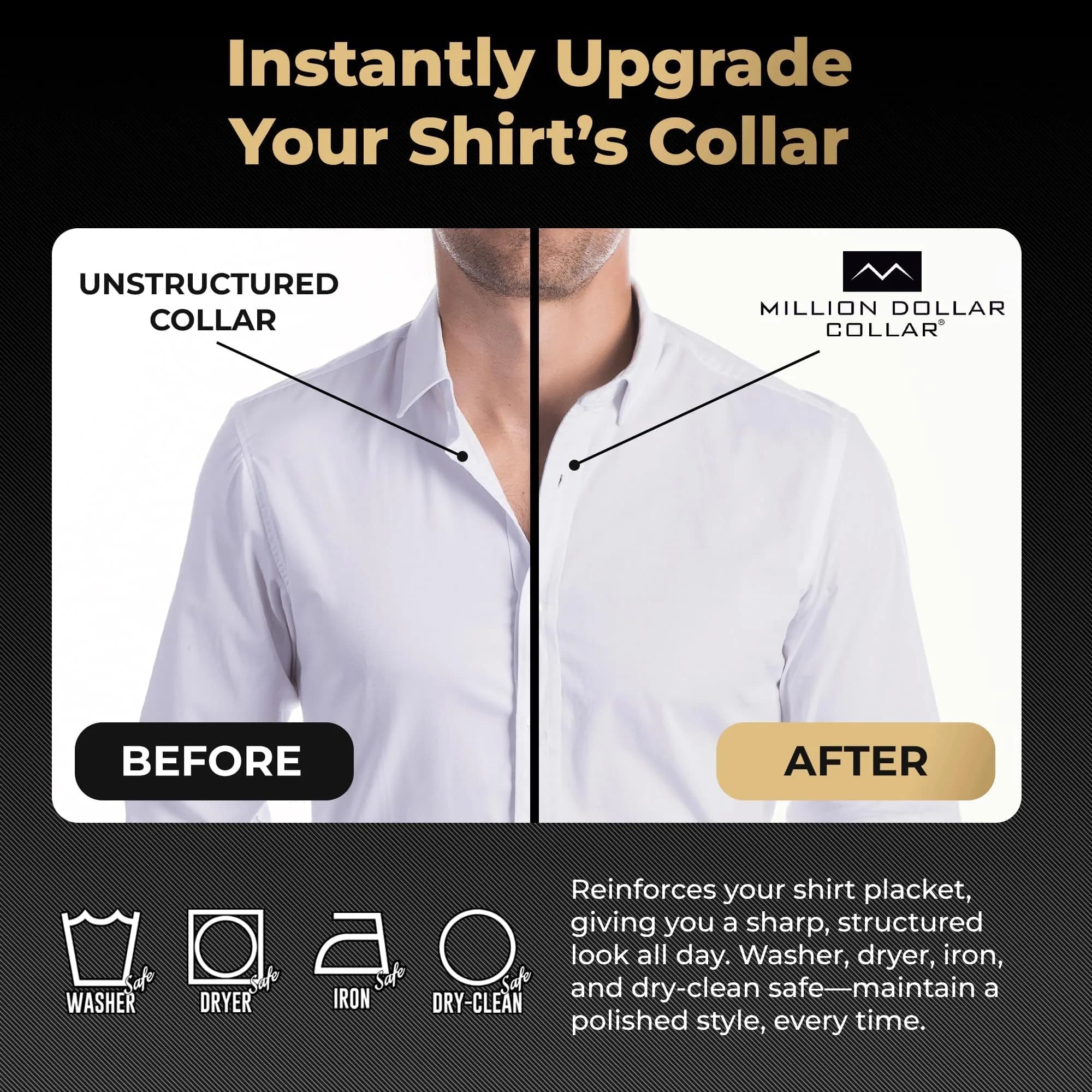 Million Dollar Collar Placket Stays (5-Pack, White) | Crisp Collars for Men's Dress Shirts - view 5