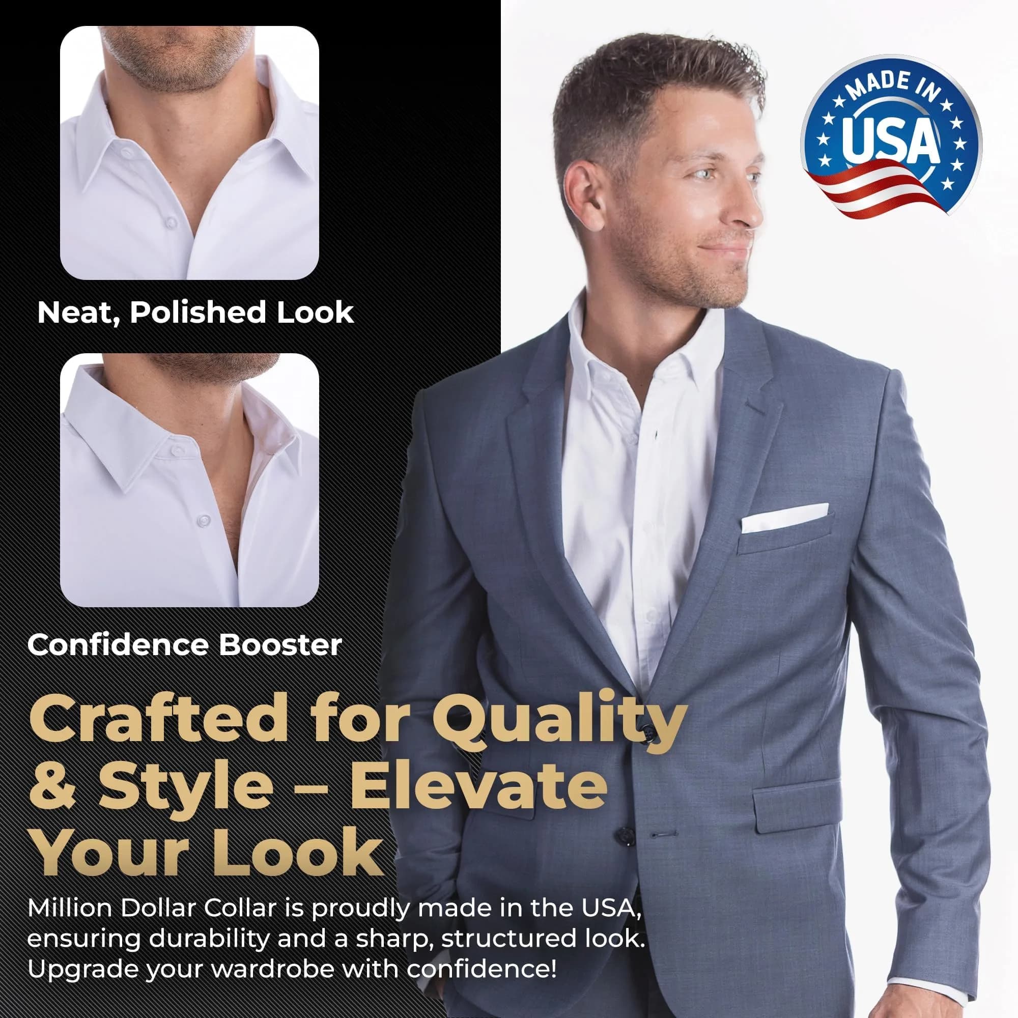 Million Dollar Collar Placket Stays (5-Pack, White) | Crisp Collars for Men's Dress Shirts - view 6