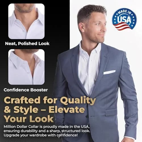 Million Dollar Collar Placket Stays (5-Pack, White) | Crisp Collars for Men's Dress Shirts thumbnail 6