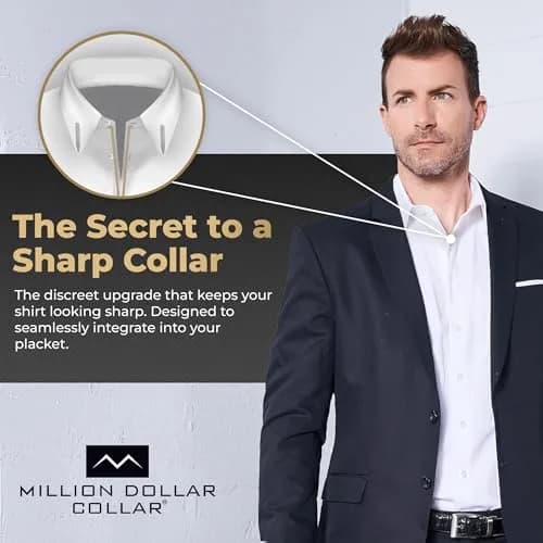 Million Dollar Collar Placket Stays (5-Pack, White) | Crisp Collars for Men's Dress Shirts thumbnail 8