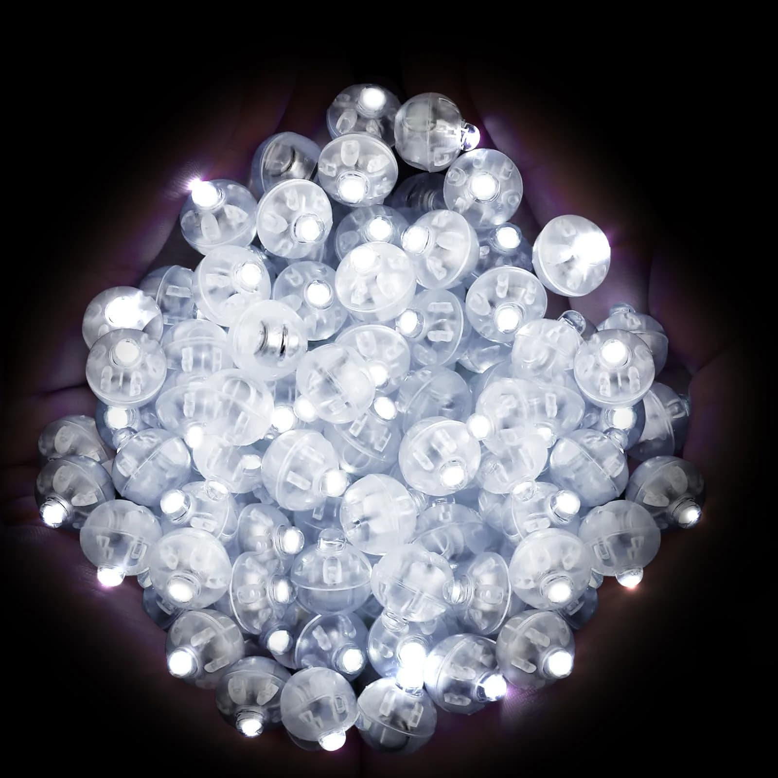 Neo LOONS White Round LED Ball Lamp Lights 1.7cm (0.67 inch) Diameter | 100 pcs for Paper Lanterns & Balloons