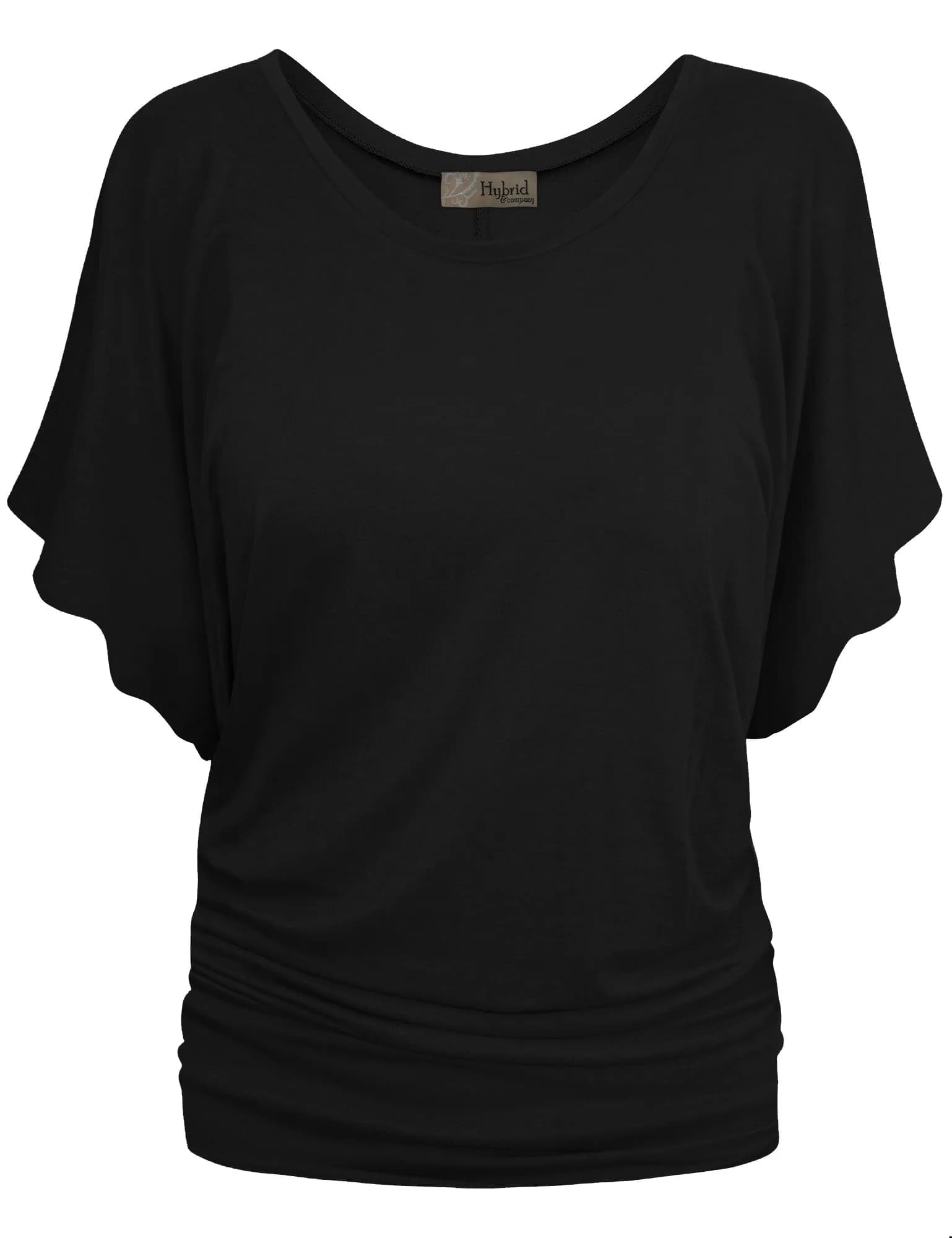Hybrid & Company Women's Dolman Shirt KT44130 Heather GR S | Casual, Stretchable Summer Top — Black / Small