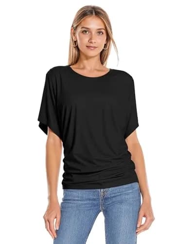 Hybrid & Company Womens Boat Neck Dolman Top Shirt Small | Light, Stretchy & Versatile thumbnail 2