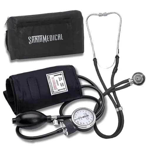 Santamedical Aneroid Sphygmomanometer with Stethoscope - Black - 0.43 kg (0.96 lb) | FDA Approved Manual Blood Pressure Monitor Kit thumbnail 1