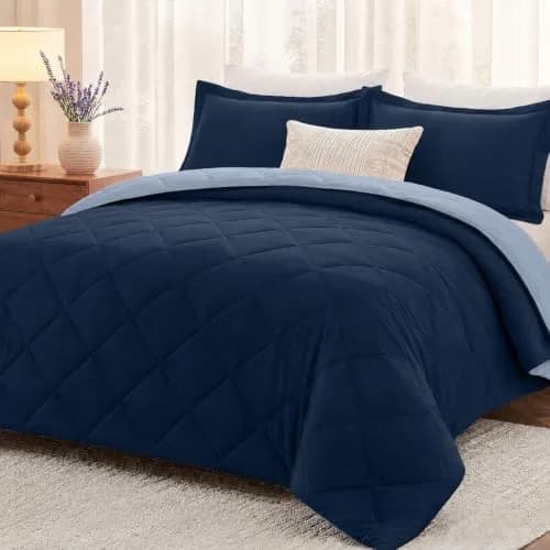 downluxe Queen Comforter Set Blue/Sapphire 203cm x 213cm (88" x 84") | All-Season Soft Microfiber Bedding thumbnail 1