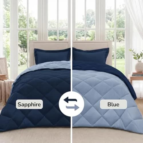 downluxe Queen Comforter Set Blue/Sapphire 203cm x 213cm (88" x 84") | All-Season Soft Microfiber Bedding thumbnail 2
