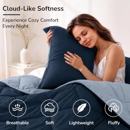 downluxe Queen Comforter Set Blue/Sapphire 203cm x 213cm (88" x 84") | All-Season Soft Microfiber Bedding thumbnail 3