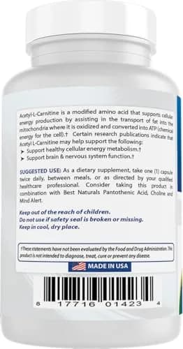 Best Naturals Acetyl L-Carnitine 1000mg Capsule | 60 Count | Supports Energy & Brain Function thumbnail 6