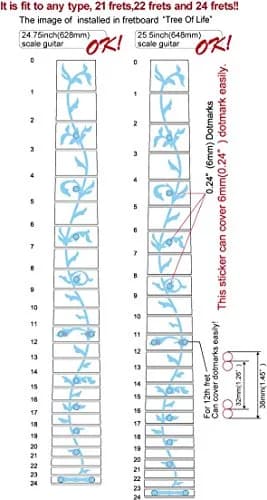 Inlaystickers Tree of Life Fret Markers for Guitars - Abalone Green (1 Sheet) | Real Inlay Look thumbnail 2