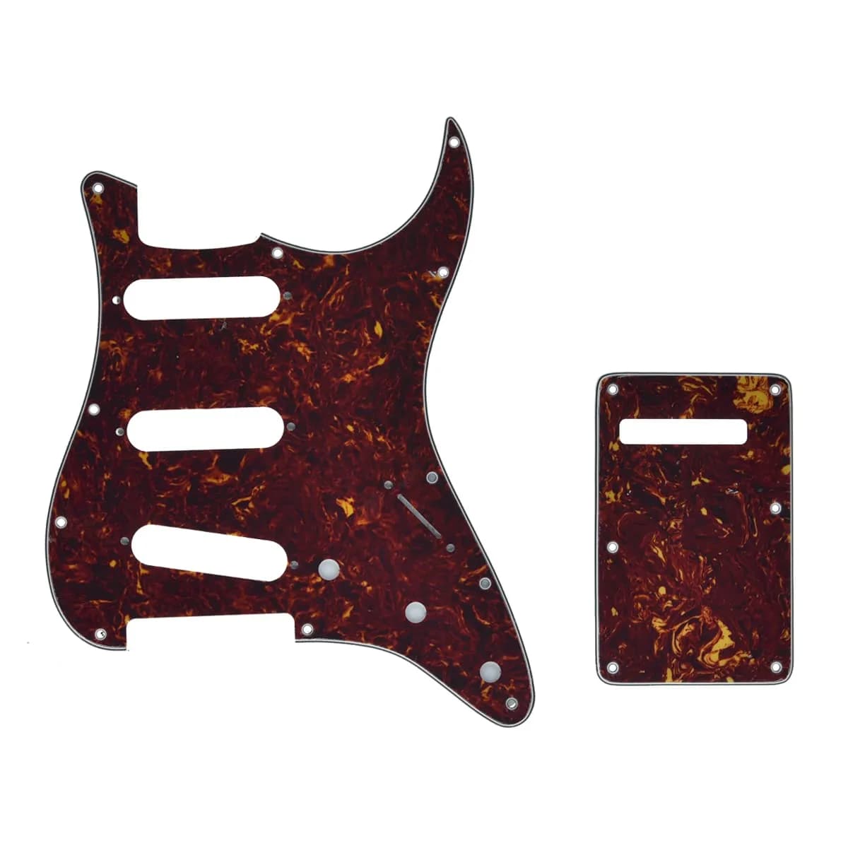 KAISH Strat Style Pickguard SSS with Back Plate | Vintage Tortoise, Made in USA/Mexico - main product image