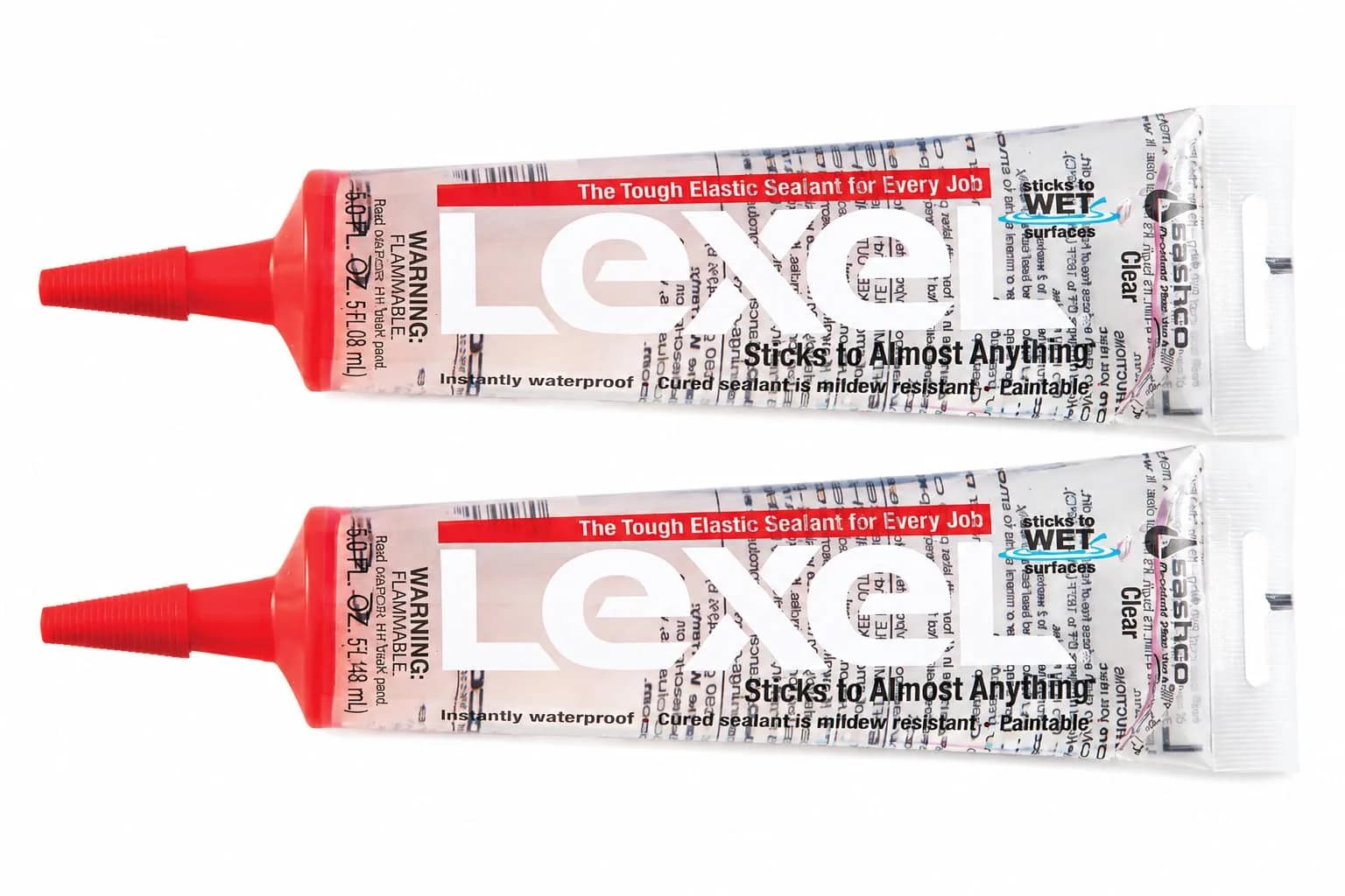 Sashco Lexel Waterproof Caulk & Sealant Clear 5 oz | Highly elastic, waterproof, paintable sealant for indoor & outdoor use