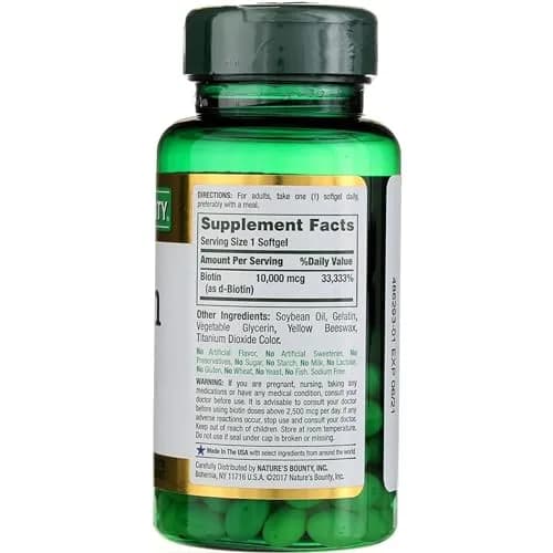 Nature's Bounty Biotin Hair Skin & Nails Vitamins, 10,000mcg, 360 Count | Supports Hair, Skin & Nails thumbnail 3