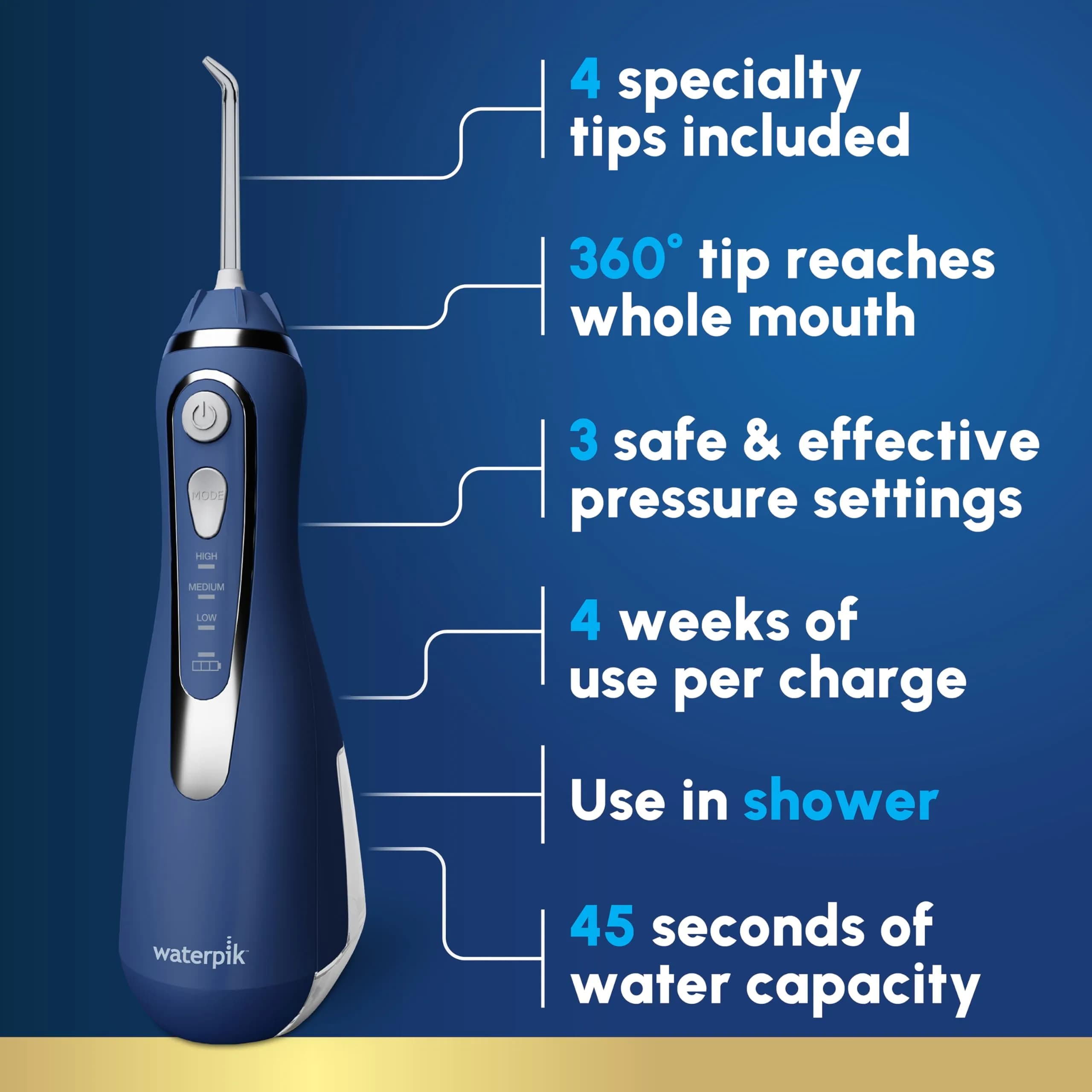 Waterpik Cordless Advanced Water Flosser WP-580 in Blue | ADA Accepted Oral Irrigator for Travel & Daily Use - view 2