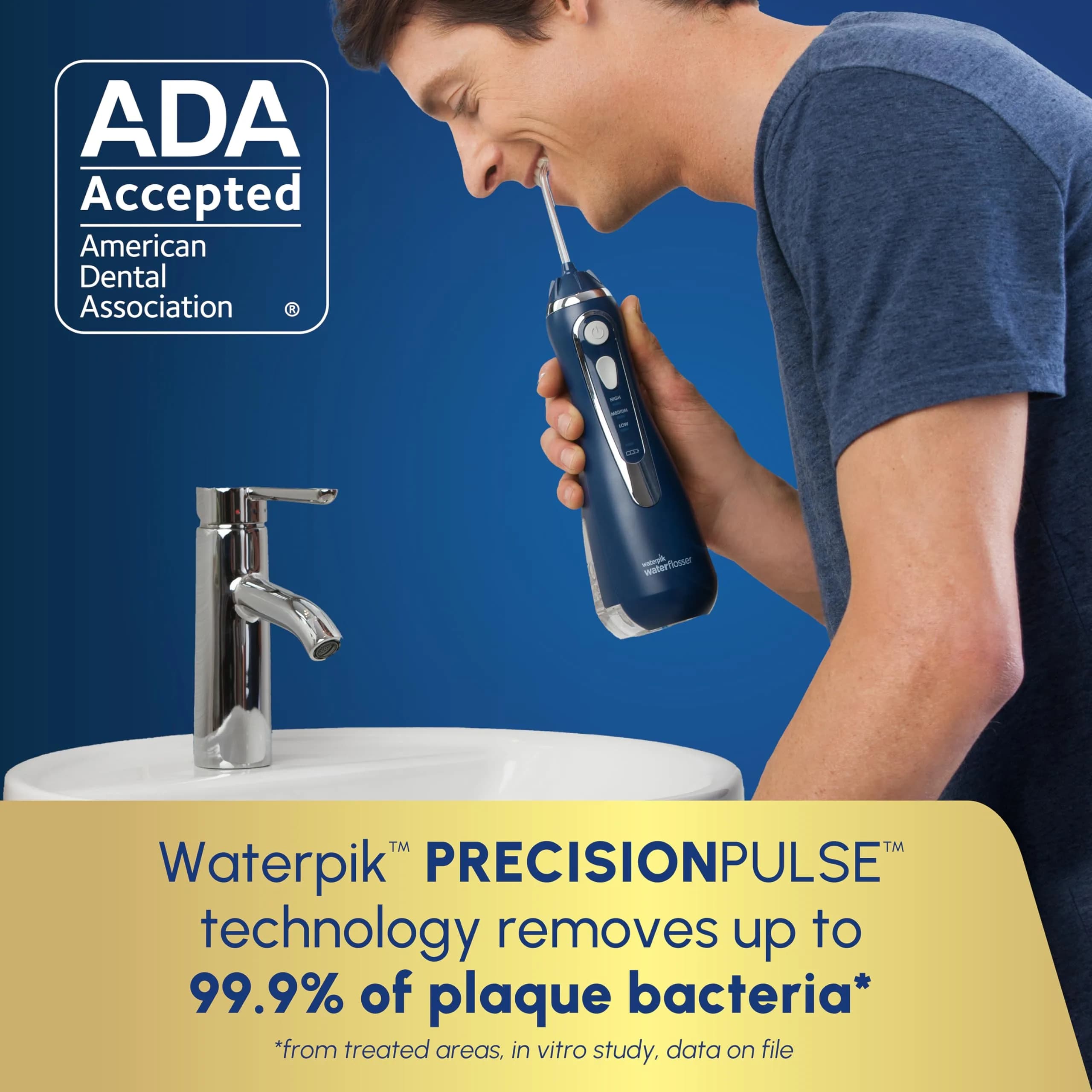 Waterpik Cordless Advanced Water Flosser WP-580 in Blue | ADA Accepted Oral Irrigator for Travel & Daily Use - view 3