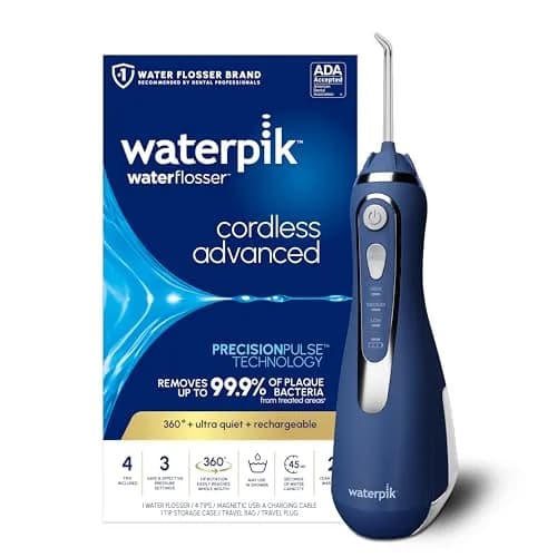 Waterpik Cordless Advanced Water Flosser WP-580 White | ADA Accepted Oral Irrigator for Travel & Daily Use — Blue
