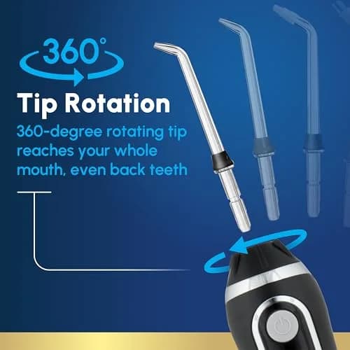 Waterpik Cordless Advanced Portable Water Flosser, Rechargeable, Black | 200ml (7 Fl Oz) Reservoir | ADA Accepted thumbnail 6