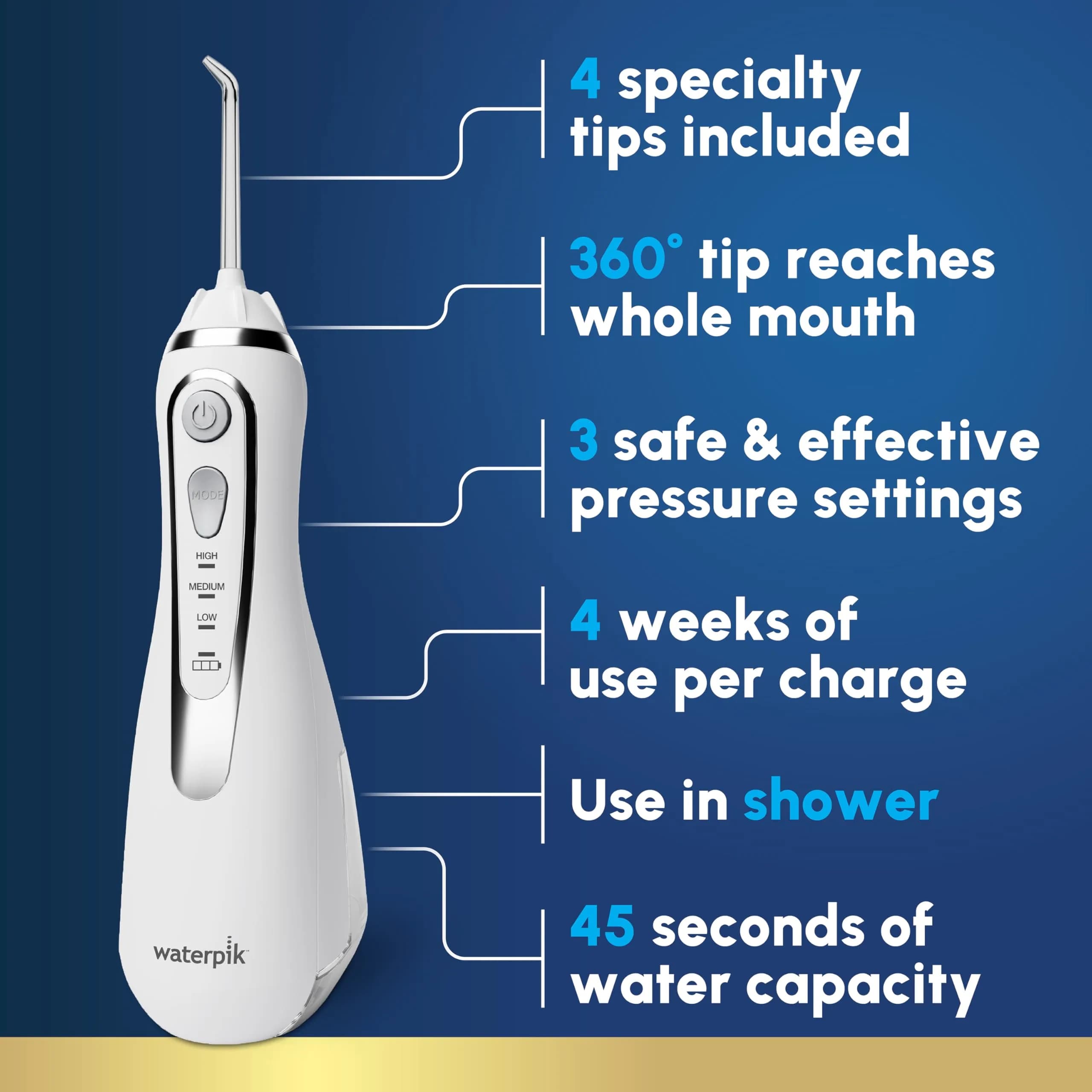 Waterpik Cordless Advanced Water Flosser WP-580 White | ADA Accepted Oral Irrigator for Travel & Daily Use - view 2