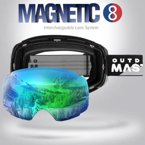 OutdoorMaster Ski Goggles PRO, OTG Snow Goggles with Interchangeable Lens | Frameless Design, UV400, OTG Fit, Helmet Compatible thumbnail 2