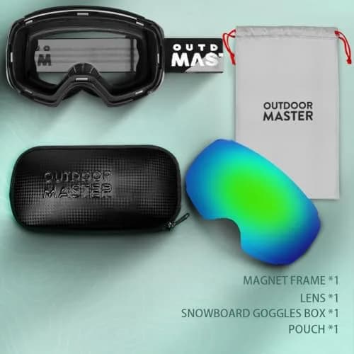 OutdoorMaster Ski Goggles PRO, OTG Snow Goggles with Interchangeable Lens | Frameless Design, UV400, OTG Fit, Helmet Compatible thumbnail 3