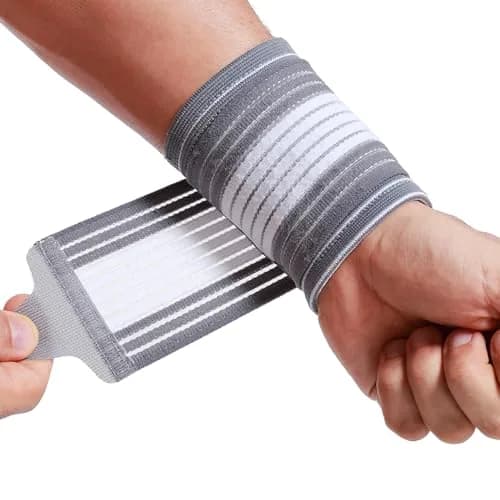 NeoTech Care Wrist Band - Adjustable Compression Strap - Elastic & Breathable Fabric - Support Sleeve for Tennis, Sports, Exercise - Men, Women, Right or Left (Gray, L) thumbnail 1