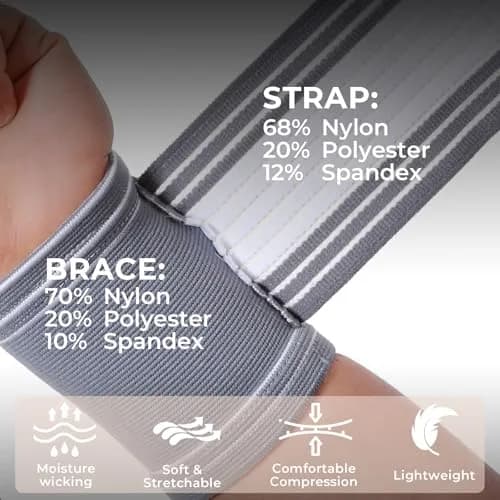 NeoTech Care Wrist Band - Adjustable Compression Strap - Elastic & Breathable Fabric - Support Sleeve for Tennis, Sports, Exercise - Men, Women, Right or Left (Gray, L) thumbnail 3