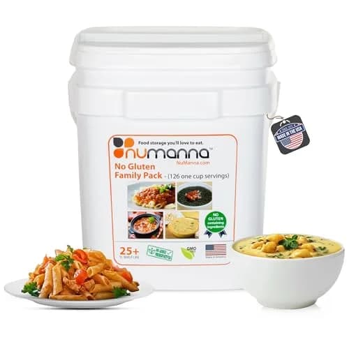 NuManna No-Gluten Family Pack Bucket 126 Servings | 25-Year Shelf Life | Emergency Food Supply, Made in USA thumbnail 1