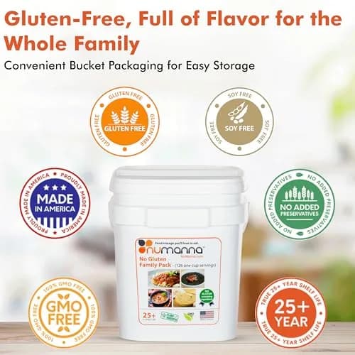 NuManna No-Gluten Family Pack Bucket 126 Servings | 25-Year Shelf Life | Emergency Food Supply, Made in USA thumbnail 2