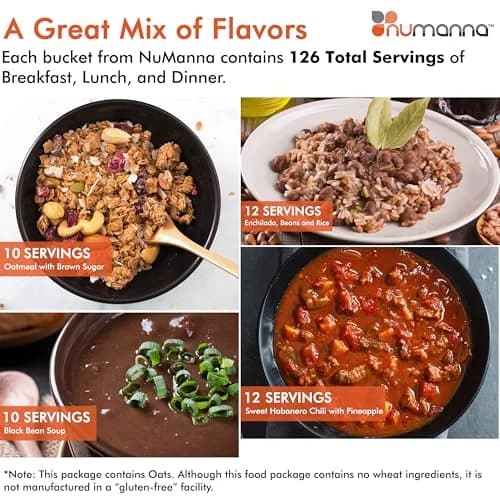 NuManna No-Gluten Family Pack Bucket 126 Servings | 25-Year Shelf Life | Emergency Food Supply, Made in USA thumbnail 3