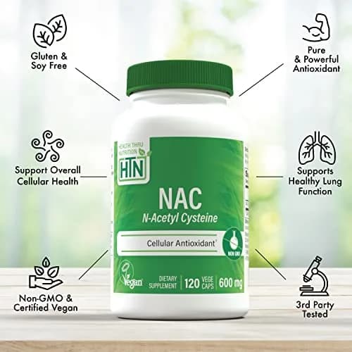 Health Thru Nutrition N-Acetyl-Cysteine 600mg | Vegan Supplement for Immunity & Liver Support thumbnail 4