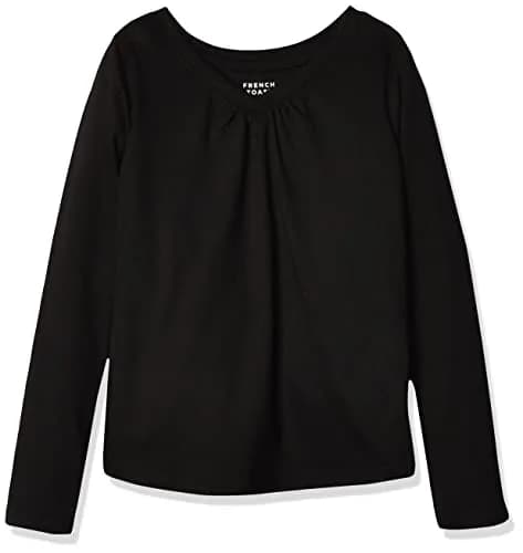 French Toast Big Girls' Long Sleeve V-Neck Tee, Black, XL (14/16) | Casual Polyblend Jersey for Daily Wear thumbnail 1