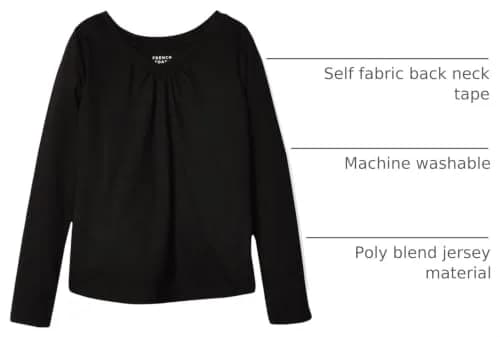 French Toast Big Girls' Long Sleeve V-Neck Tee, Black, XL (14/16) | Casual Polyblend Jersey for Daily Wear thumbnail 4