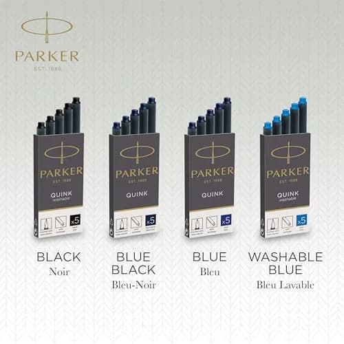 Parker Quink Fountain Pen Ink Cartridges Black, 5 Count (0.032 kg) | Smooth Ink Flow for Traditional Writing thumbnail 5