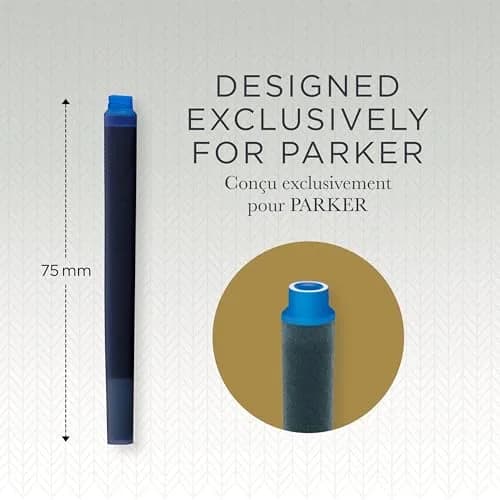 Parker Quink Fountain Pen Ink Refills, Washable Blue, 5 Count | Smooth Ink Flow for Traditional Writing thumbnail 2