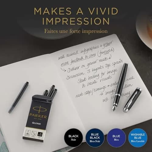 Parker Quink Fountain Pen Ink Refills Box of 5 | Smooth Blue-Black Ink Flow thumbnail 3